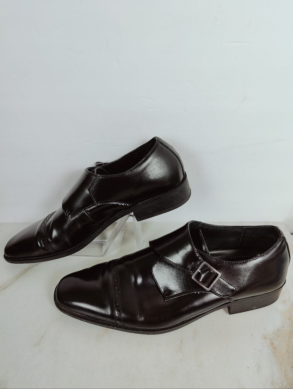 Stacy Adams Black Leather Single Monk Strap Dress Shoes, Sz 13
